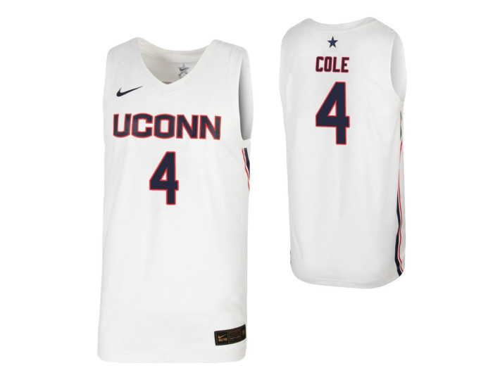 Youth UConn Huskies #4 R.J. Cole White Authentic College Basketball Jersey