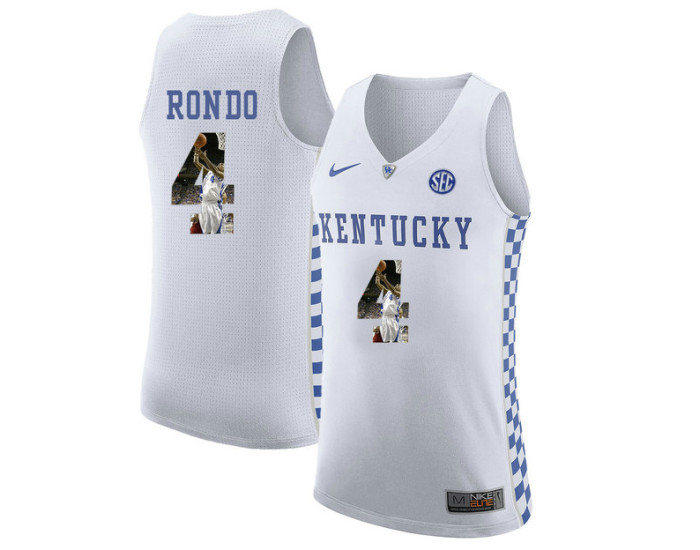 Kentucky Wildcats #4 Rajon Rondo Replica College Basketball Jersey White