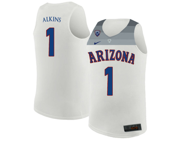 Youth Arizona Wildcats #1 Rawle Alkins Authentic College Basketball Jersey White