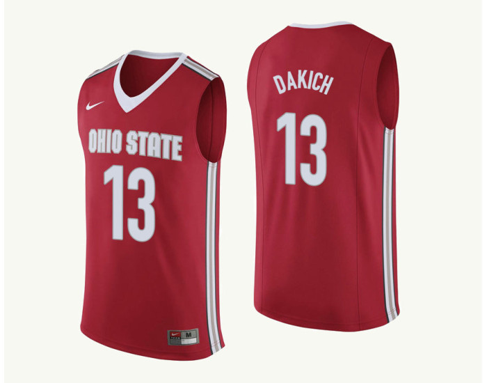 Ohio State Buckeyes #13 Andrew Dakich Authentic College Basketball Jersey Red