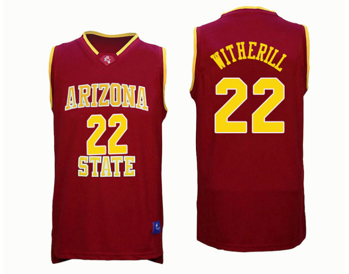 Arizona State Sun Devils #22 Austin Witherill Authentic College Basketball Jersey Red
