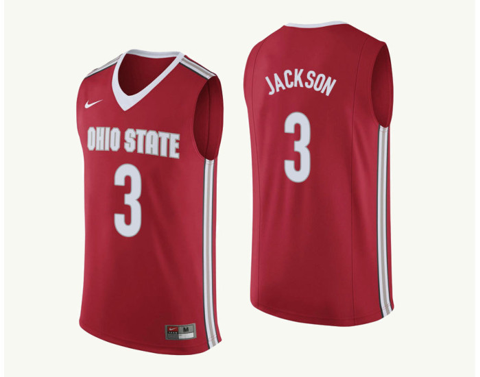 Ohio State Buckeyes #3 C.J. Jackson Authentic College Basketball Jersey Red
