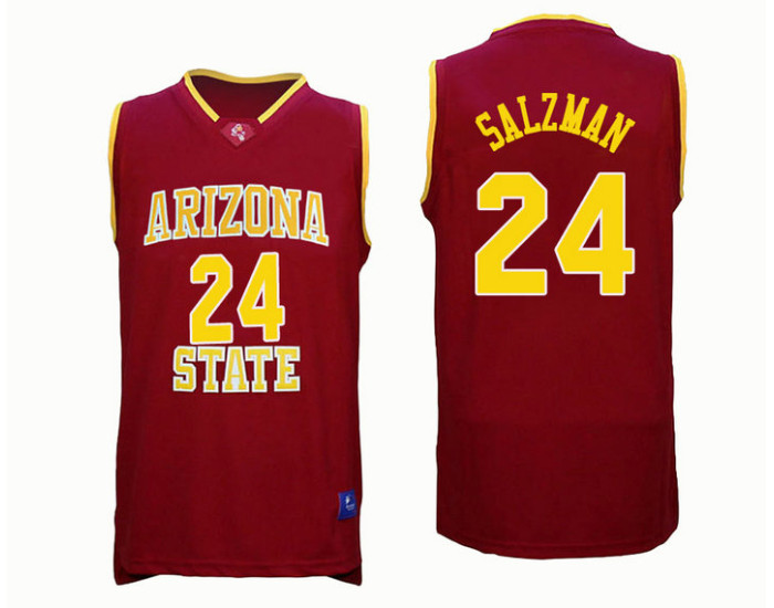 Arizona State Sun Devils #24 Jordan Salzman Replica College Basketball Jersey Red