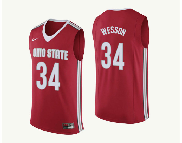Ohio State Buckeyes #34 Kaleb Wesson Authentic College Basketball Jersey Red