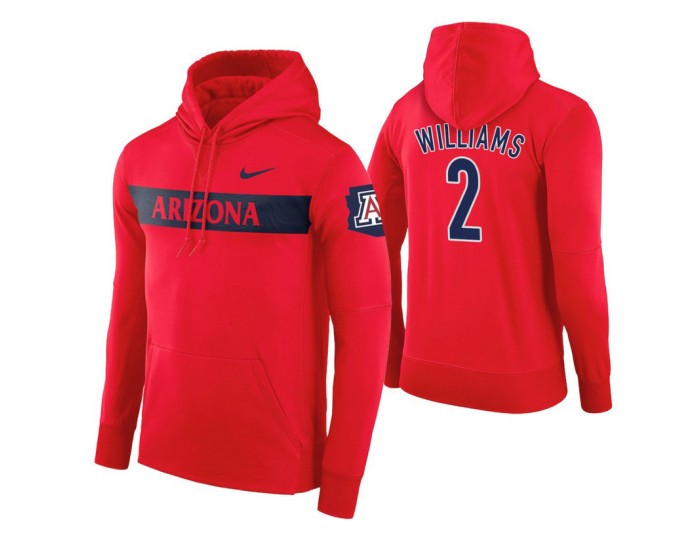 Arizona Wildcats #2 Brandon Williams Men's Red Pullover Hoodie
