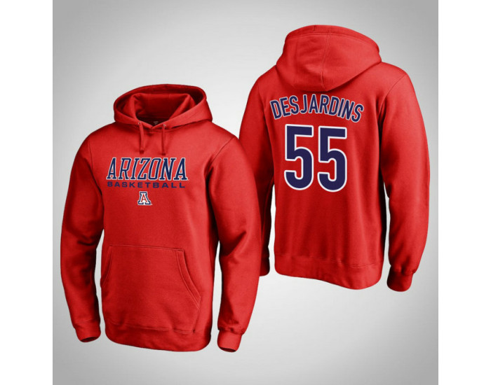 Arizona Wildcats #55 Jake DesJardins Men's Red College Basketball Hoodie