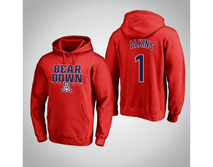 Arizona Wildcats #1 Rawle Alkins Men's Red Pullover Hoodie