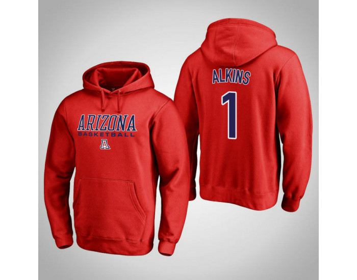 Arizona Wildcats #1 Rawle Alkins Men's Red College Basketball Hoodie