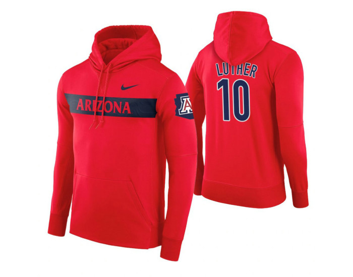 Arizona Wildcats #10 Ryan Luther Men's Red Pullover Hoodie