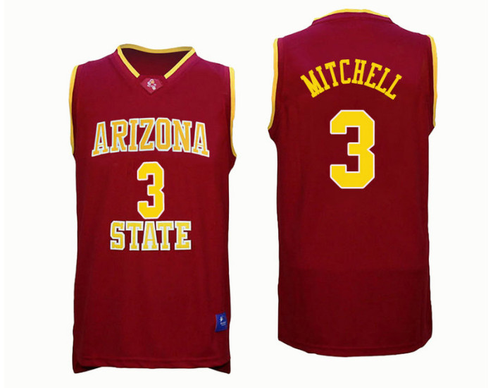 Arizona State Sun Devils #3 Mickey Mitchell Replica College Basketball Jersey Red