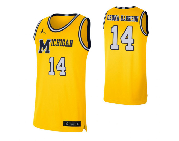 Youth Michigan Wolverines #14 Rico Ozuna-Harrison Maize Authentic College Basketball Jersey