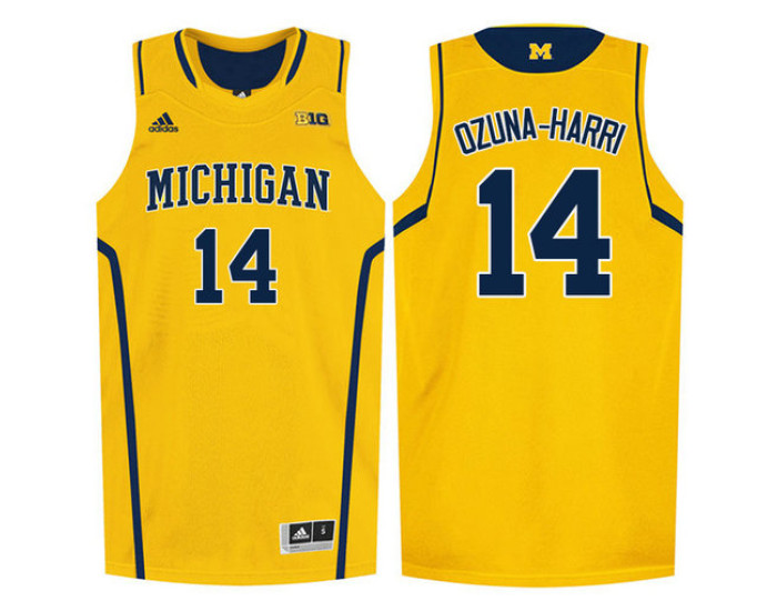 Michigan Wolverines #14 Rico Ozuna-Harrison Authentic College Basketball Jersey Gold