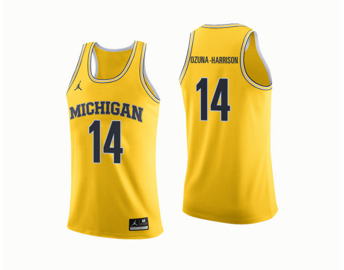 Youth Michigan Wolverines #14 Rico Ozuna-Harrison Authentic College Basketball Jersey Yellow