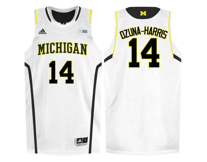 Michigan Wolverines #14 Rico Ozuna-Harrison Authentic College Basketball Jersey White