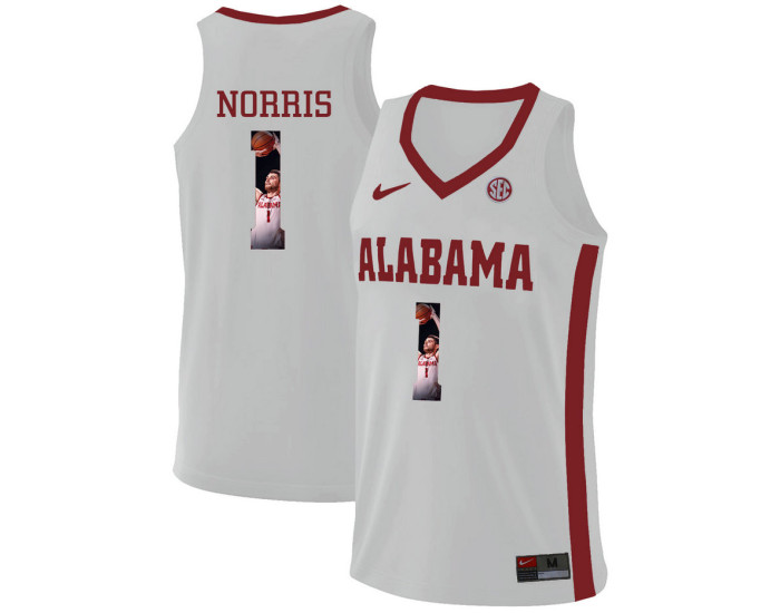 Youth Alabama Crimson Tide #1 Riley Norris Authentic College Basketball Jersey White