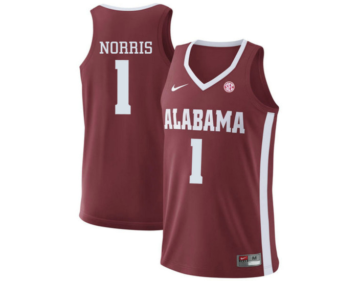Youth Alabama Crimson Tide #1 Riley Norris Authentic College Basketball Jersey Red