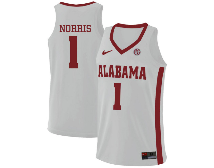 Youth Alabama Crimson Tide #1 Riley Norris Authentic College Basketball Jersey White