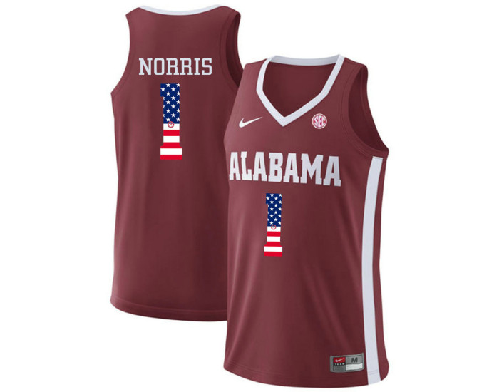 Youth Alabama Crimson Tide #1 Riley Norris Authentic College Basketball Jersey Red