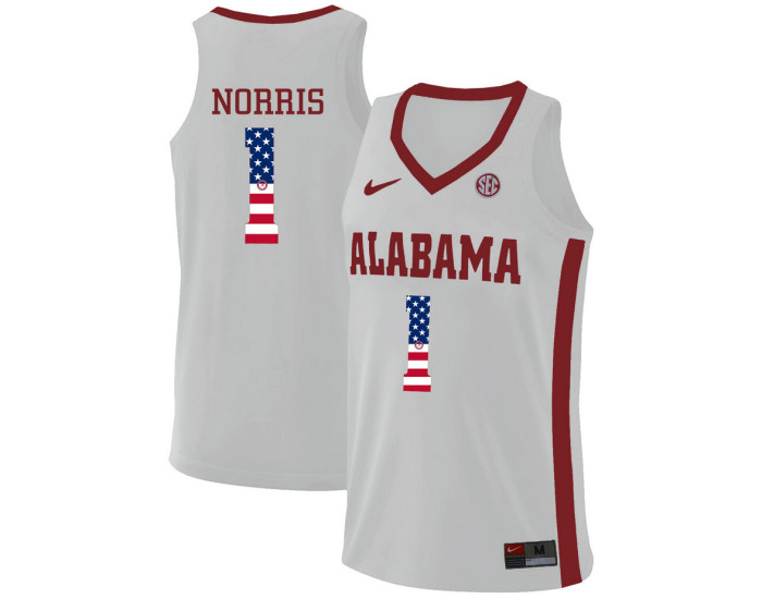 Youth Alabama Crimson Tide #1 Riley Norris Authentic College Basketball Jersey White