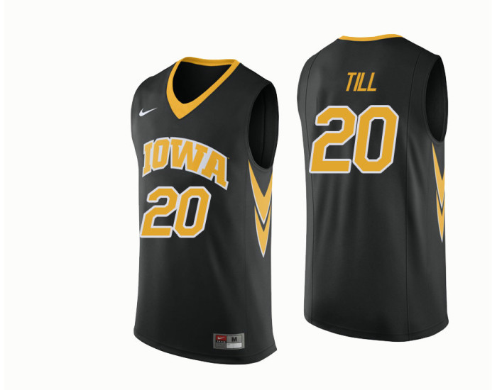 Iowa Hawkeyes #20 Riley Till Authentic College Basketball Jersey Black
