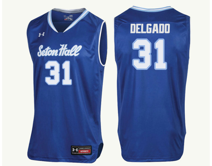 Seton Hall Pirates #31 Angel Delgado Authentic College Basketball Jersey Royal