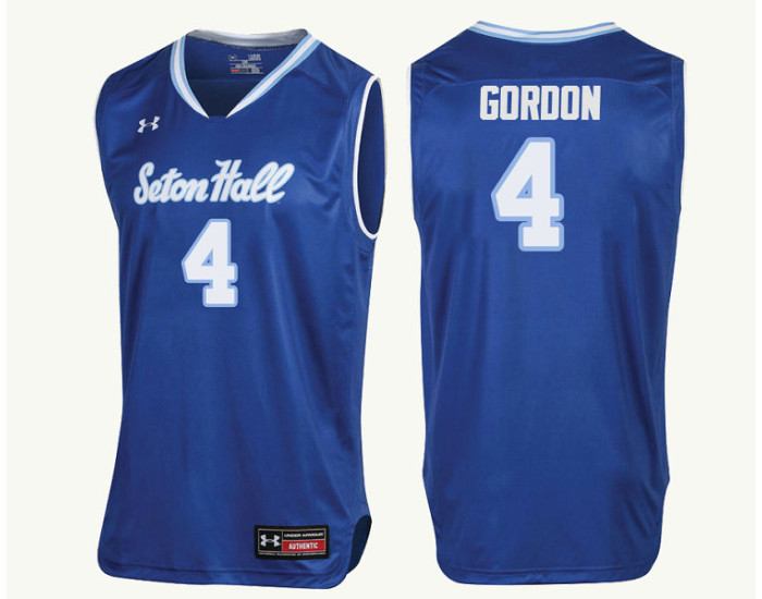 Seton Hall Pirates #4 Eron Gordon Authentic College Basketball Jersey Royal