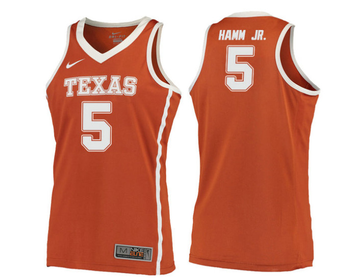 Texas Longhorns #5 Royce Hamm Jr. Authentic College Basketball Jersey Orange