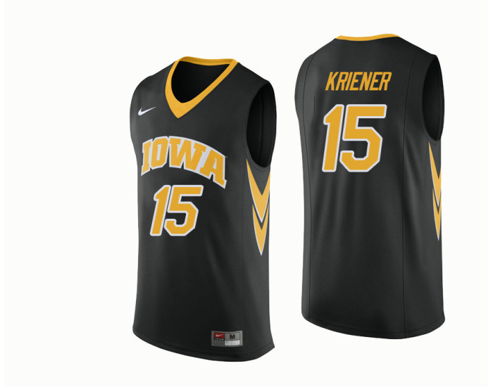 Iowa Hawkeyes #15 Ryan Kriener Authentic College Basketball Jersey Black