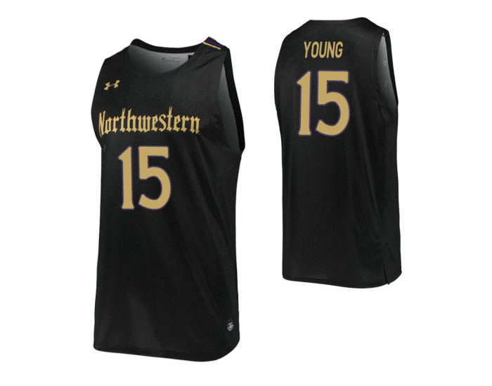 Ryan Young Authentic College Basketball Jersey Black Northwestern Wildcats