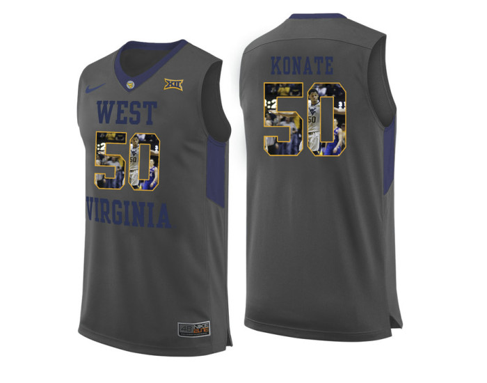 West Virginia Mountaineers #50 Sagaba Konate Authentic College Basketball Jersey Gray