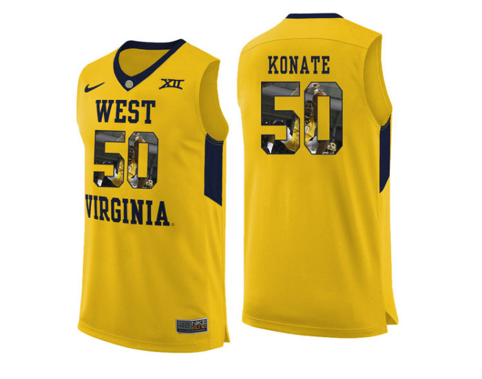 West Virginia Mountaineers #50 Sagaba Konate Replica College Basketball Jersey Yellow
