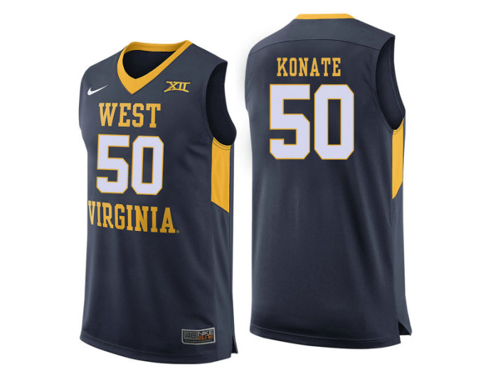 West Virginia Mountaineers #50 Sagaba Konate Authentic College Basketball Jersey Navy