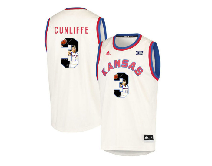 Kansas Jayhawks #3 Sam Cunliffe Authentic College Basketball Jersey Cream