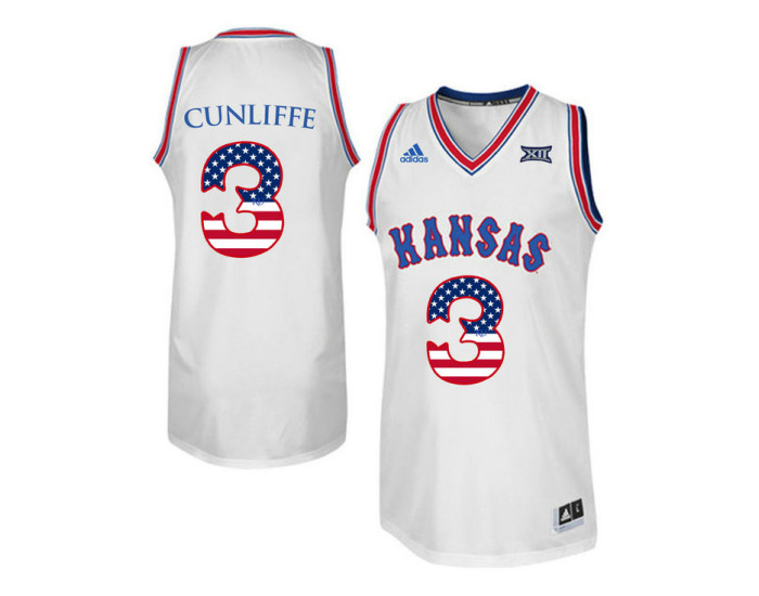 Kansas Jayhawks #3 Sam Cunliffe Replica College Basketball Jersey White