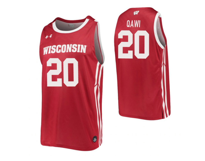 Youth Wisconsin Badgers #20 Samad Qawi Red Authentic College Basketball Jersey