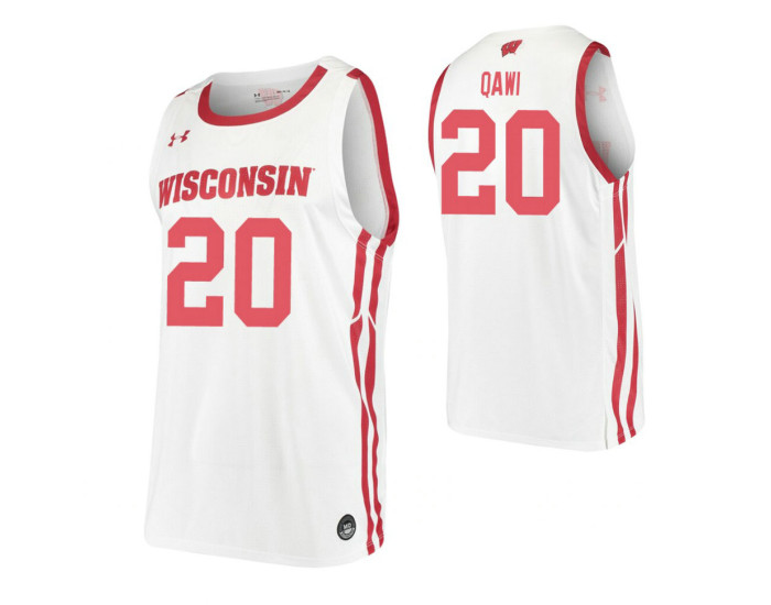 Youth Wisconsin Badgers #20 Samad Qawi White Authentic College Basketball Jersey