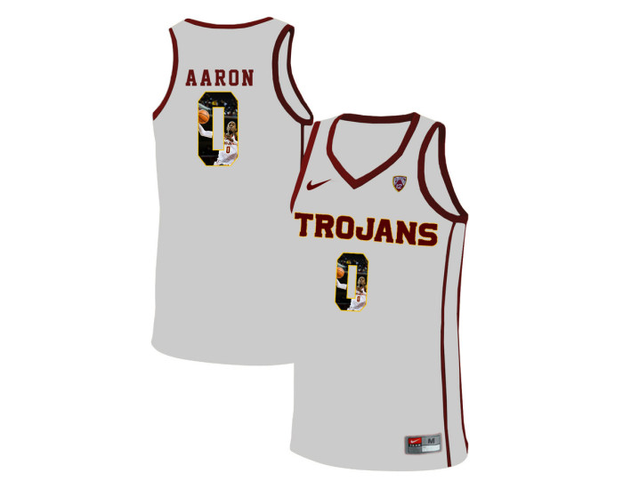 USC Trojans #0 Shaqquan Aaron Authentic College Basketball Jersey White
