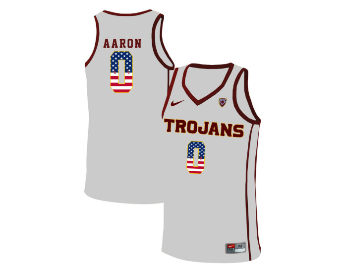 USC Trojans #0 Shaqquan Aaron Authentic College Basketball Jersey White