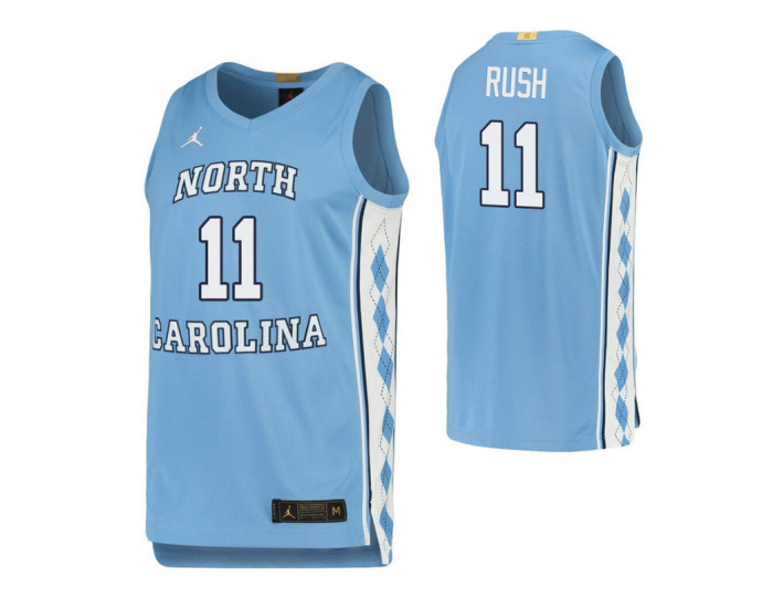North Carolina Tar Heels #11 Shea Rush Carolina Blue Authentic College Basketball Jersey