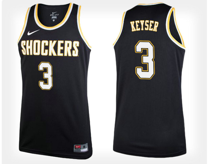 Youth Wichita State Shockers #3 C.J. Keyser Black Alternate Authentic College Basketball Jersey