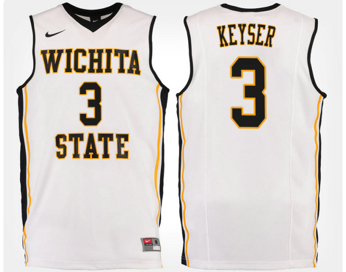 Youth Wichita State Shockers #3 C.J. Keyser White Road Authentic College Basketball Jersey