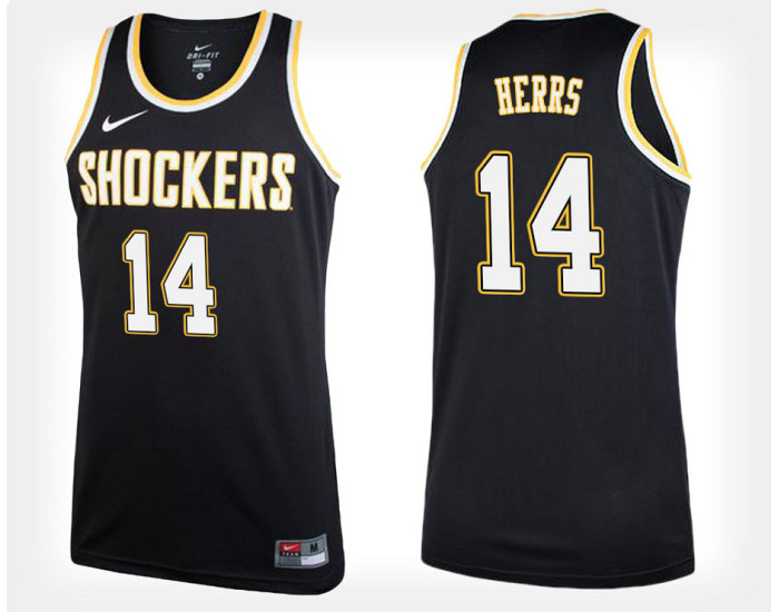 Youth Wichita State Shockers #14 Jacob Herrs Black Alternate Authentic College Basketball Jersey