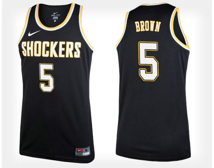 Youth Wichita State Shockers #5 Rod Brown Black Alternate Authentic College Basketball Jersey
