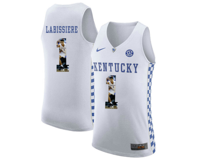 Kentucky Wildcats #1 Skal Labissiere Authentic College Basketball Jersey White