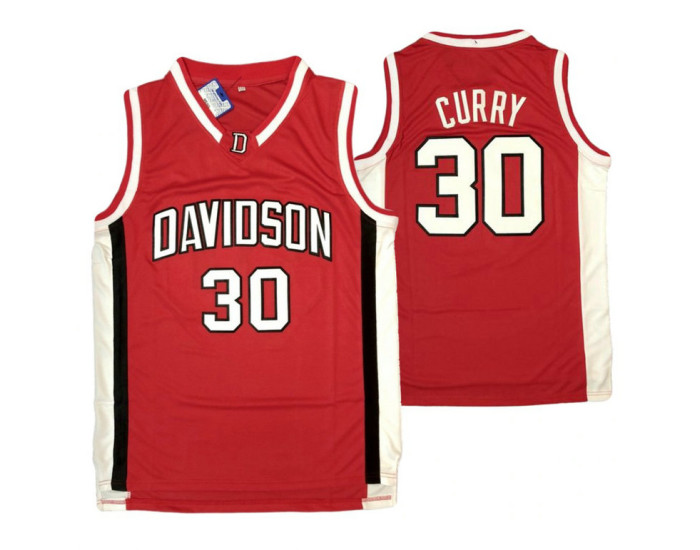 Davidson Wildcats #30 Stephen Curry Authentic College Basketball Jersey Red
