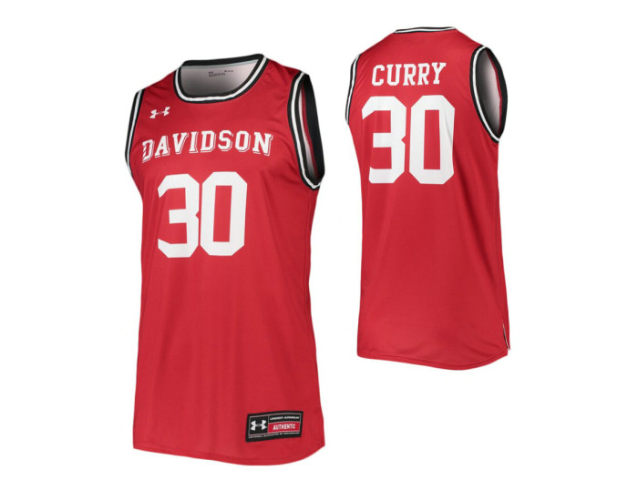 Davidson Wildcats #30 Stephen Curry Red Authentic College Basketball Jersey