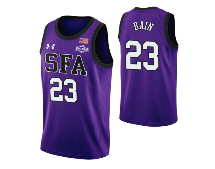 Stephen F. Austin Lumberjacks Nathan Bain Authentic College Basketball Jersey Purple