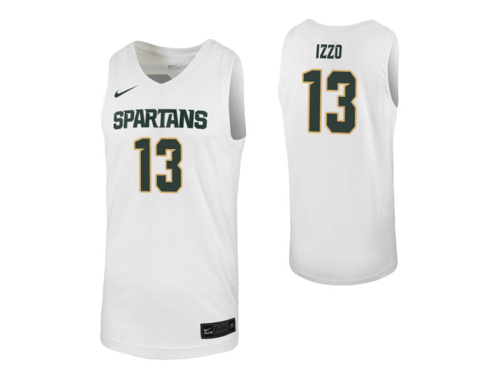Youth Michigan State Spartans #13 Steven Izzo White Replica College Basketball Jersey