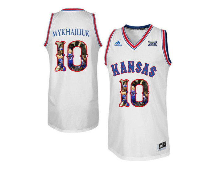 Kansas Jayhawks #10 Sviatoslav Mykhailiuk Authentic College Basketball Jersey White