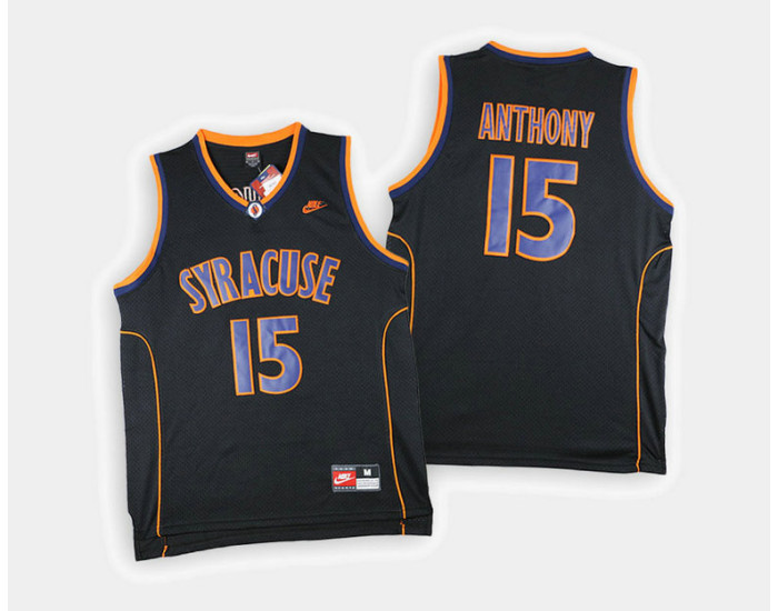 Syracuse Orange #15 Carmelo Anthony Black Alternate Authentic College Basketball Jersey